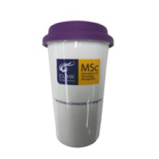 Double wall ceramic mug with silicon lid - CUHK